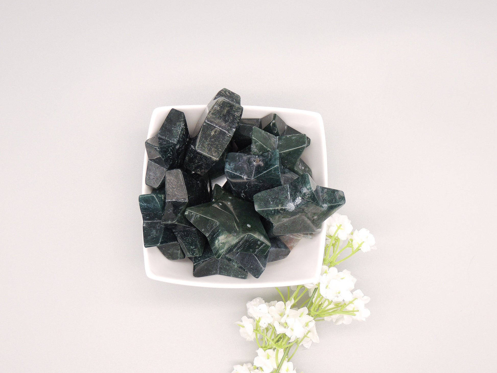 Moss Agate Star Carvings - themoonclub.shop