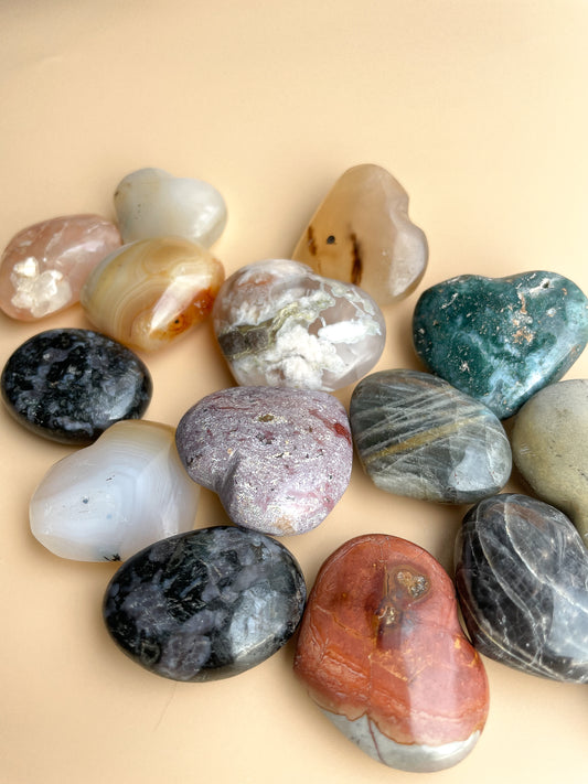 Mixed Crystal Heart Carvings