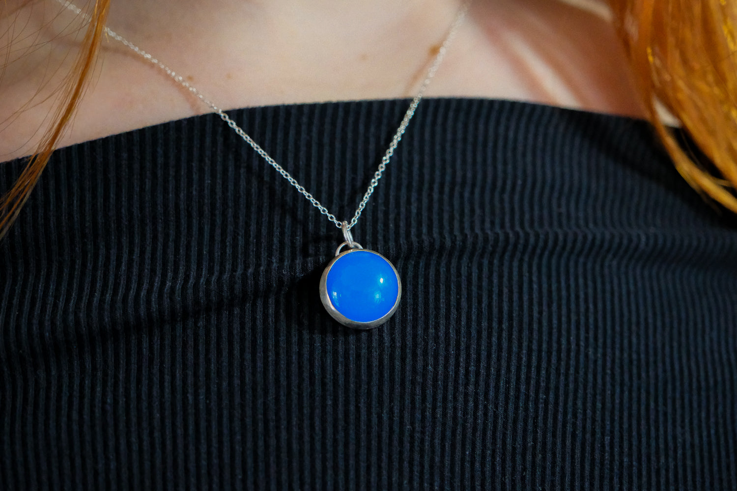 Blue agate pendant 