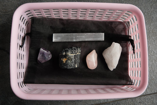 Pink basket with a crystal set