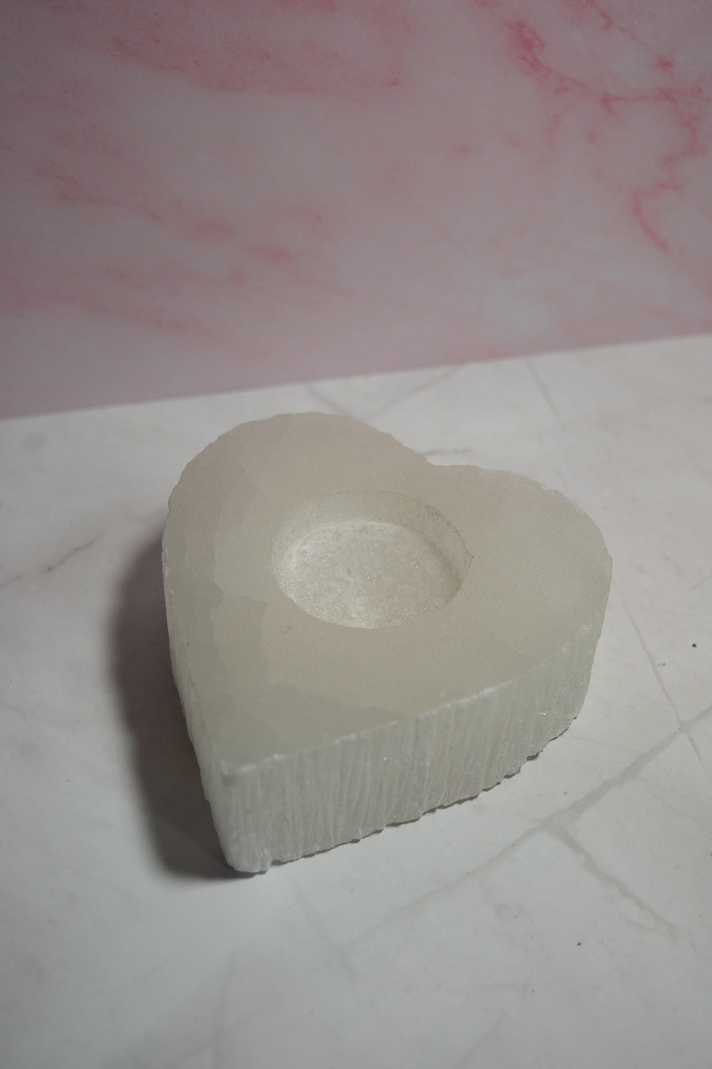 Satin Spar Heart Candle Holder - themoonclub.shop