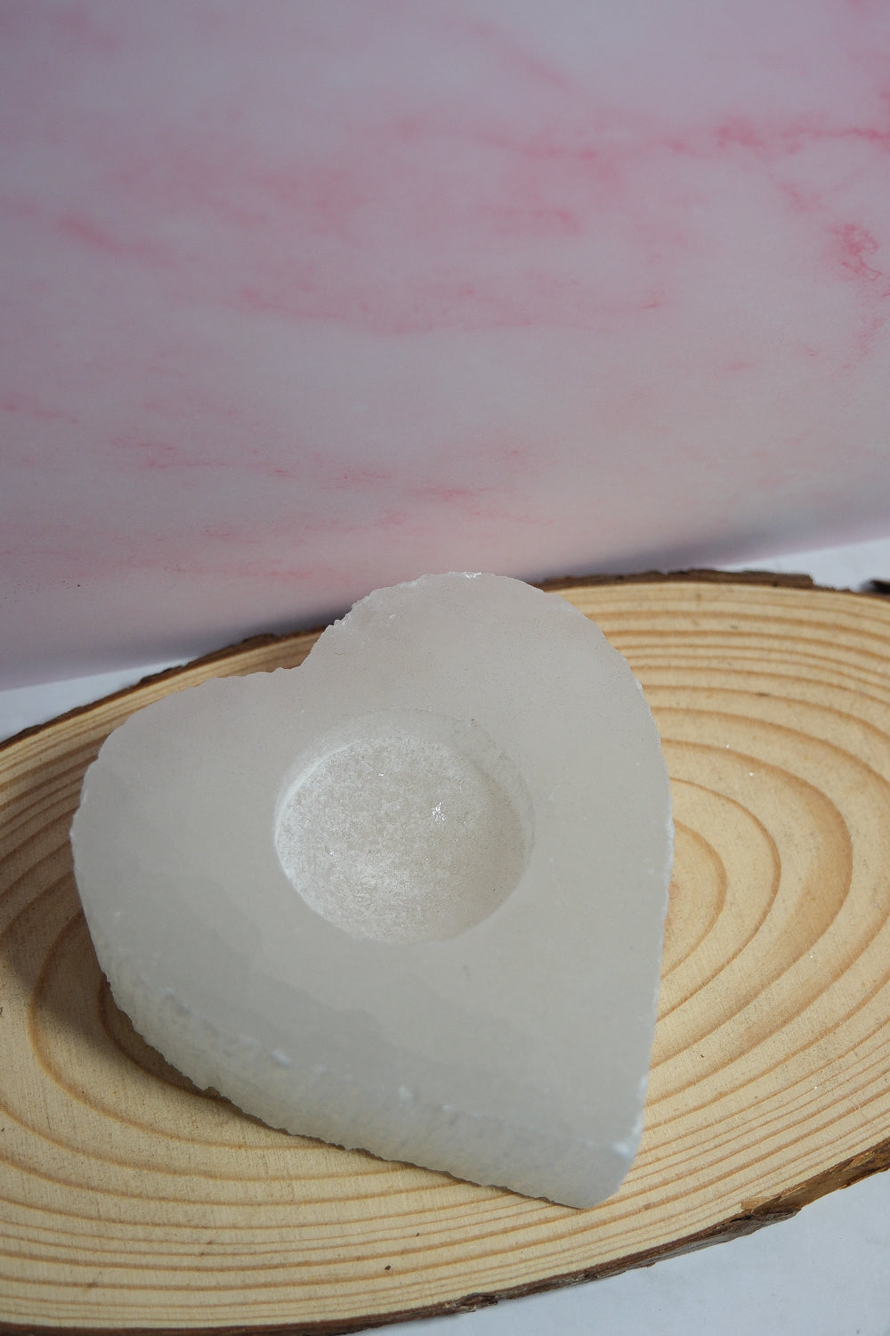 Satin Spar Heart Candle Holder - themoonclub.shop