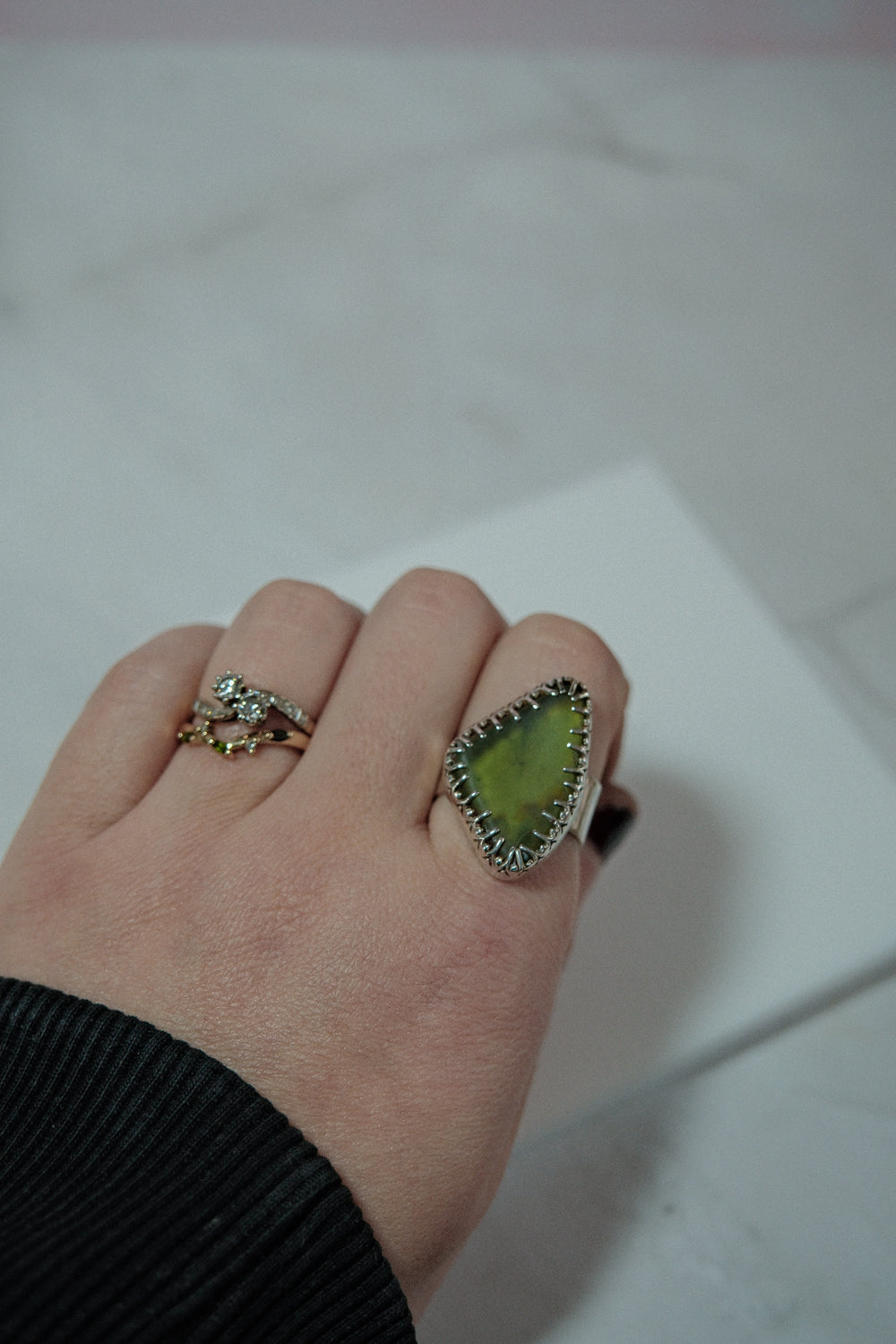 Green Sea Glass Ring - themoonclub.shop