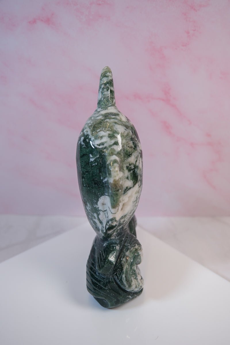 Moss Agate Narwhal Carving - themoonclub.shop