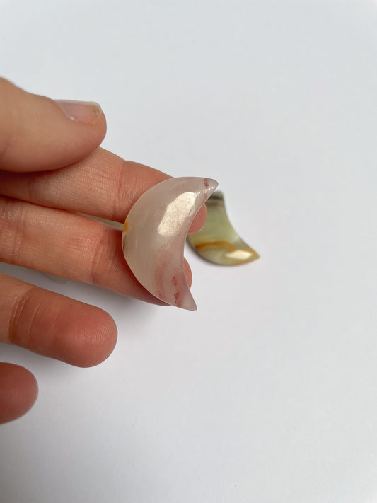 Pink Banded Onyx Mini Moons