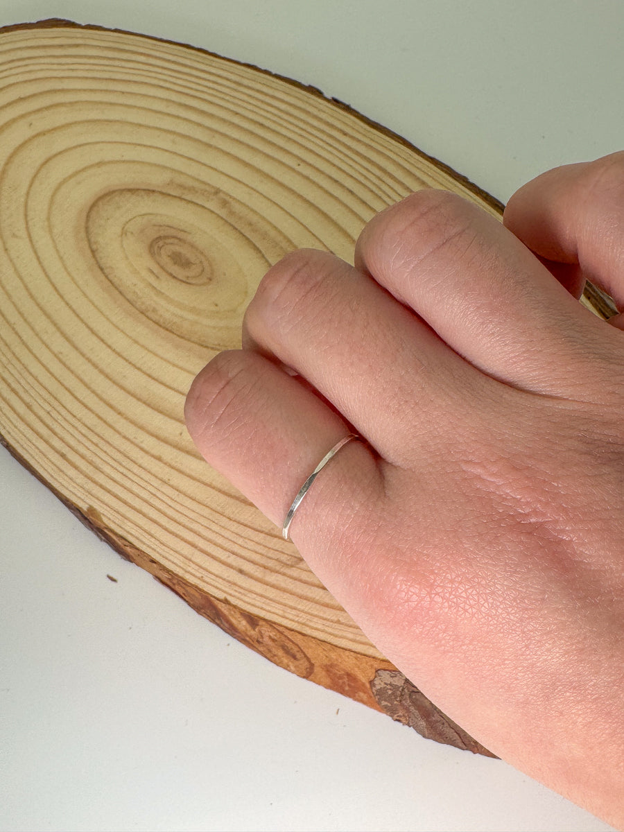 Sterling silver ring on finger